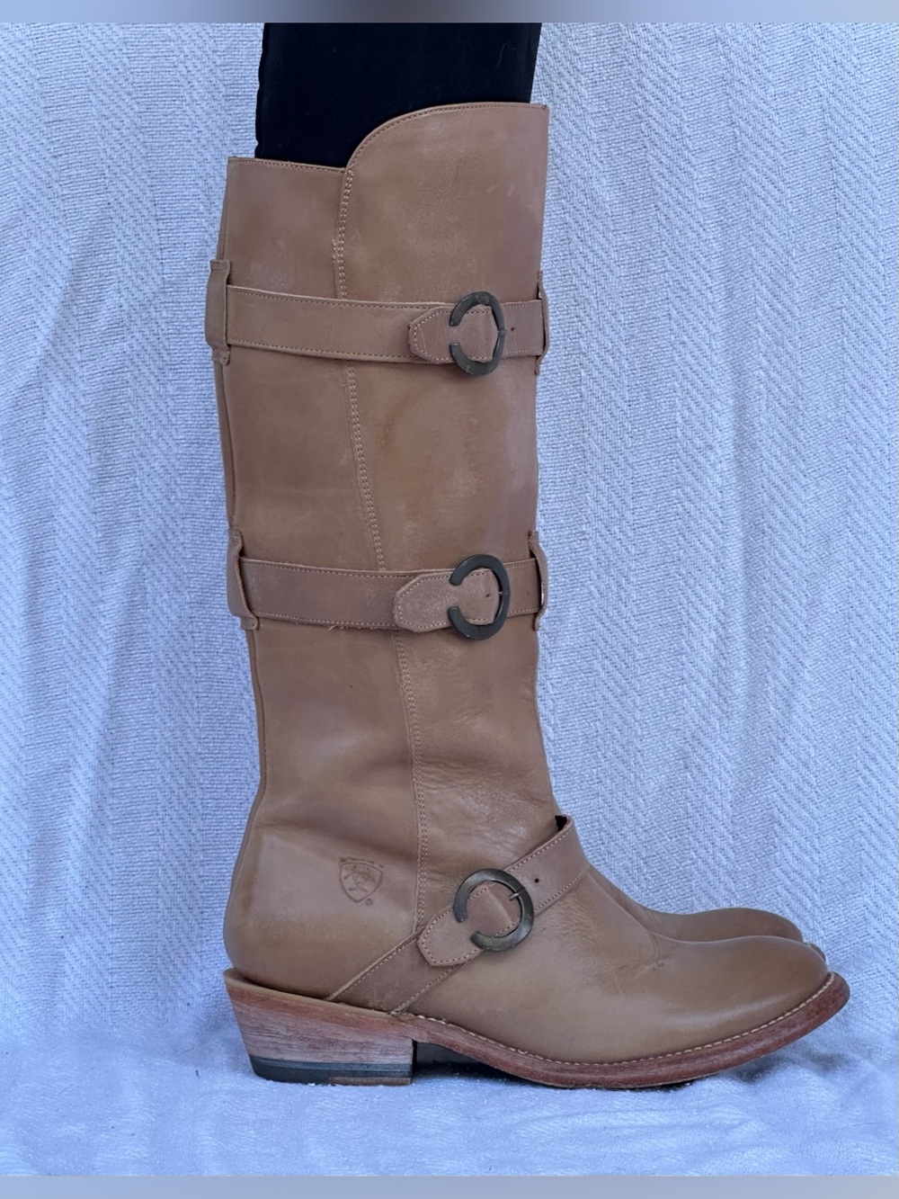 Women’s Ariat Knee High Leather Cowboy Boots with Triple Buckle Detail size 8.5